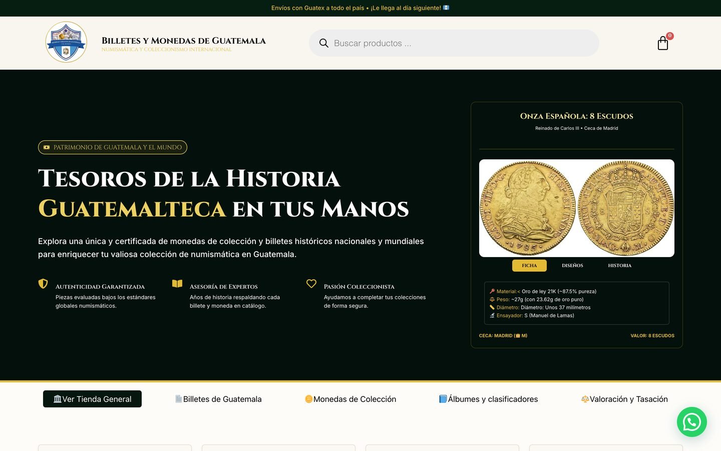 Sitio web de BILLETES Y MONEDAS DE GUATEMALA